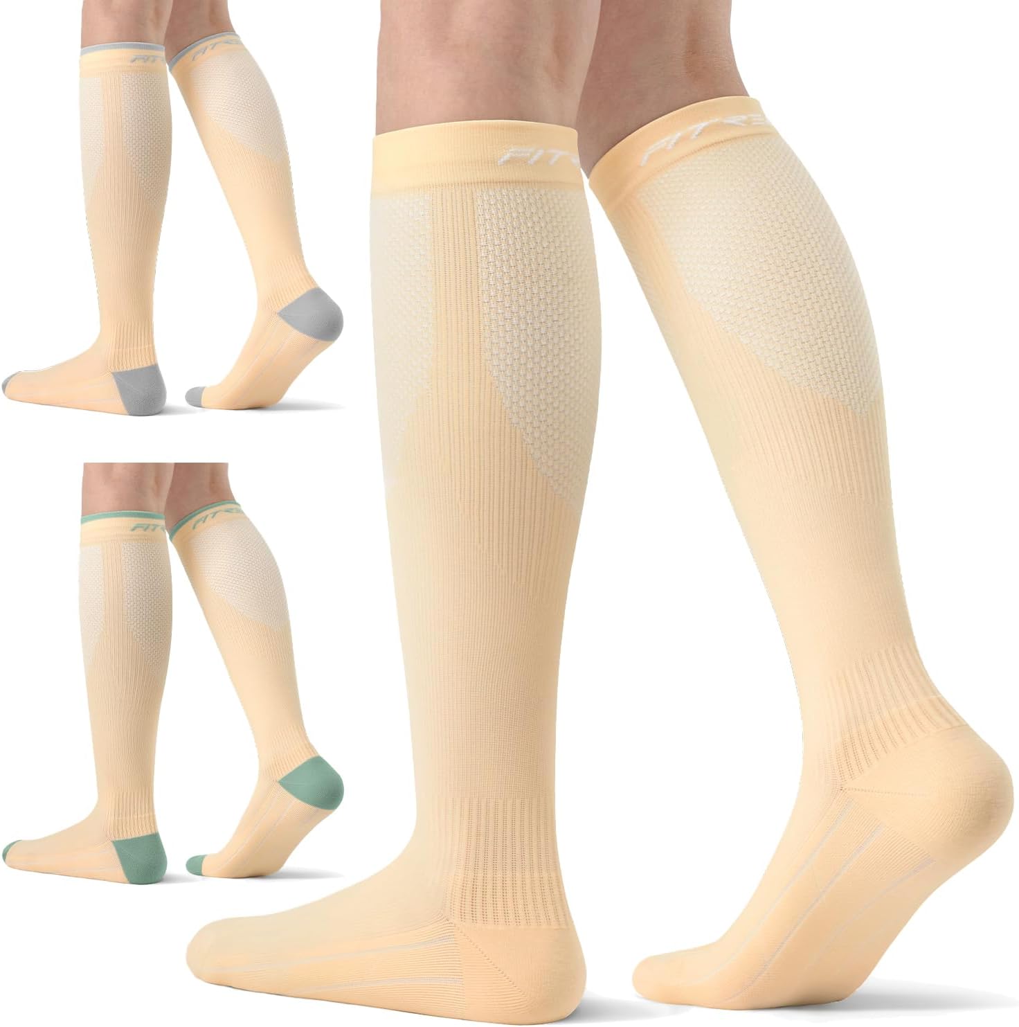 Unisex Compression Socks 3 Pairs 20 to 30mmHg Circulation Support Moisture Wicking Breathable Stockings for Daily Wear Small-Medium жёлтый