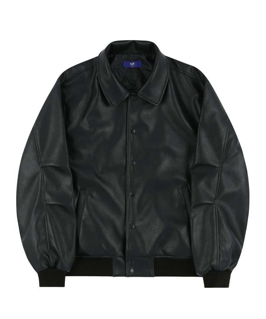 Raw Lab Raw Leather Varsity Jacket (Black)