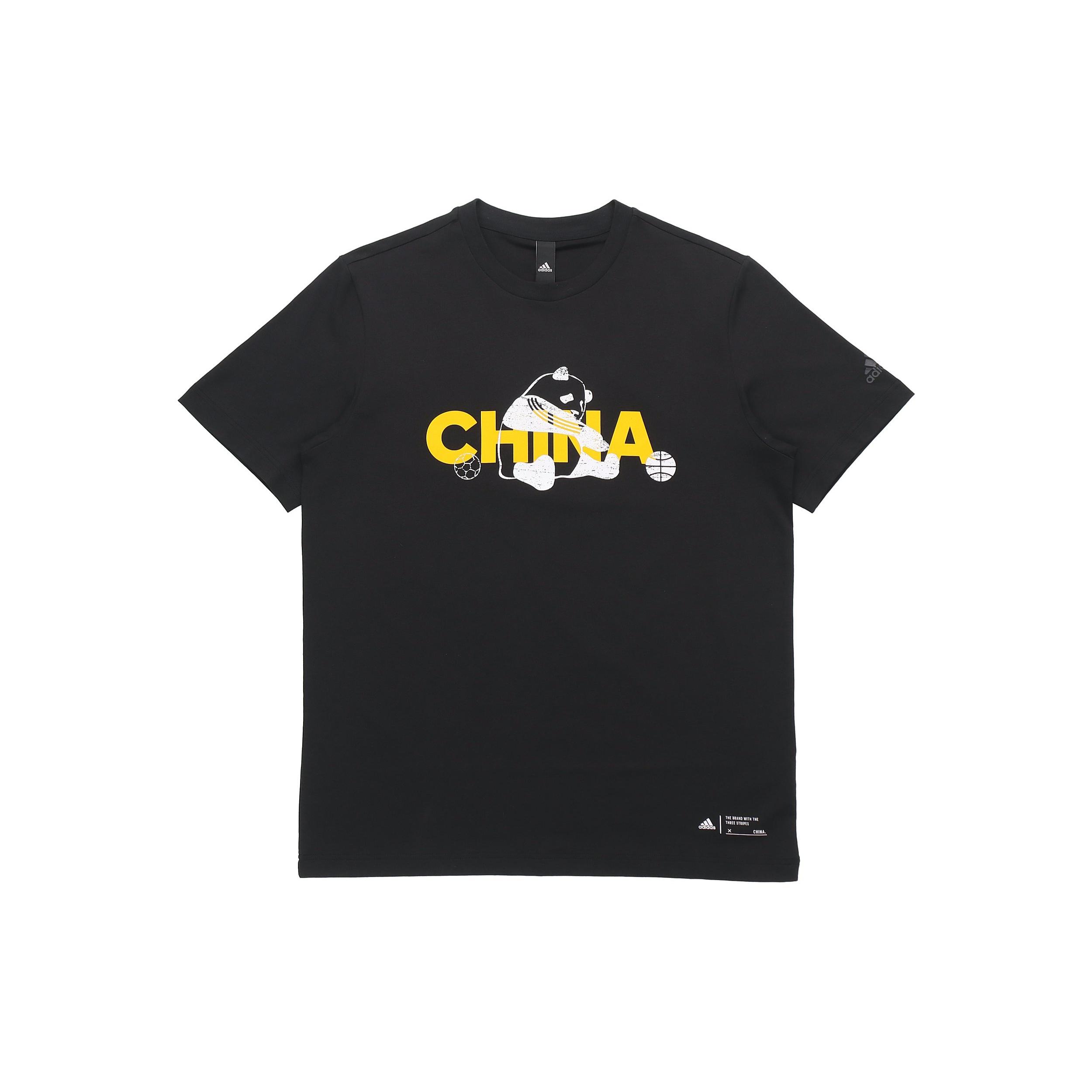 adidas China Tee M 2 Printed Crew Neck Short-sleeved Black Unisex GP1856 XXS