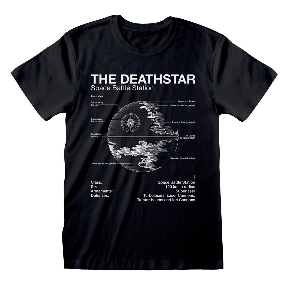 Star Wars T Shirt Black Death Star Blueprint Schematic Official New