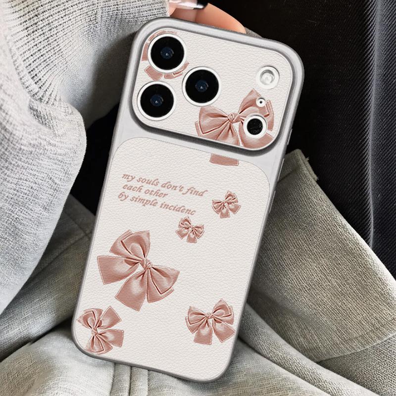 Pink Bowknots Floral Leather Lanyard Case For iPhone 18 Pro Max 17 16 15 14 13 Pro Max Luxury Hybrid TPU+PU Anti-skid Soft Phone Cover