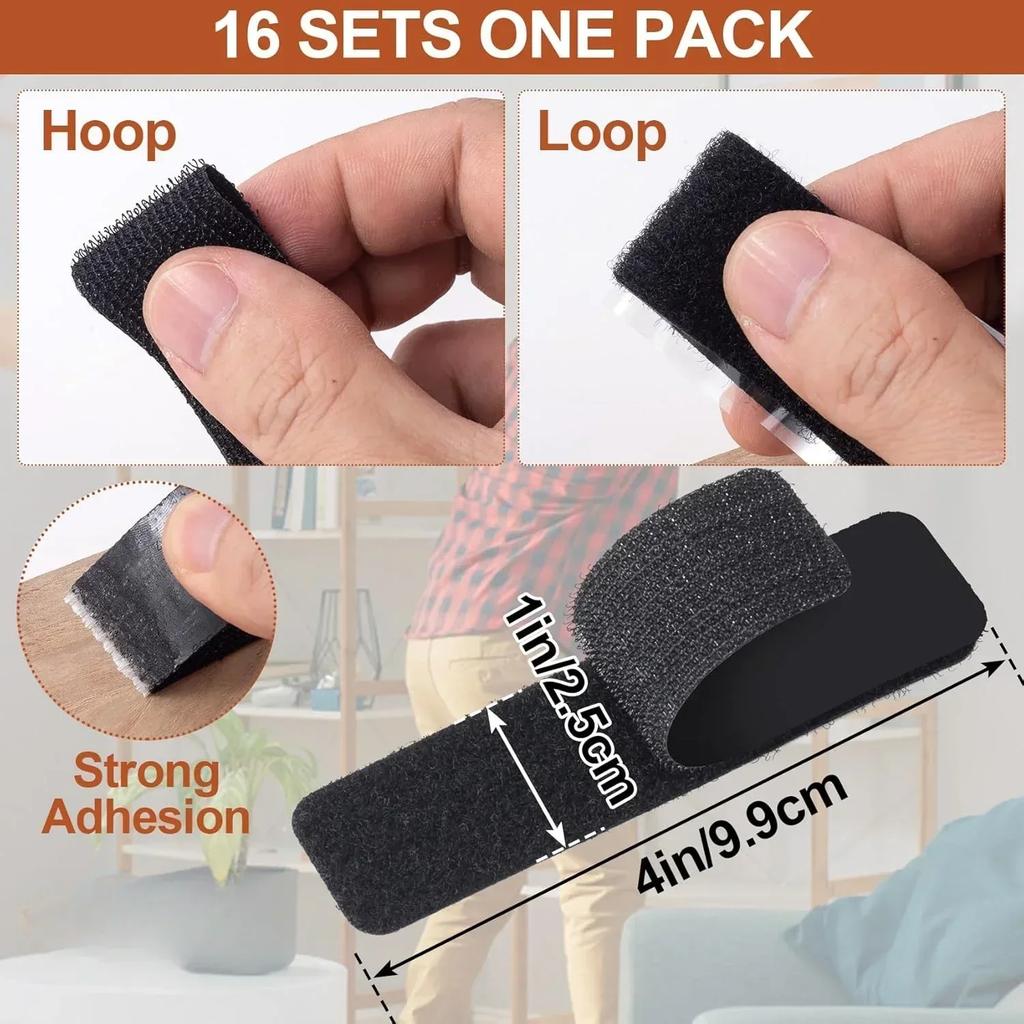 Heavy Duty Dual Sided Sticky Back Hook and Loop Tape for Securing Bedding Anti Slip Rug Pad Hidden Adhesive Fastener