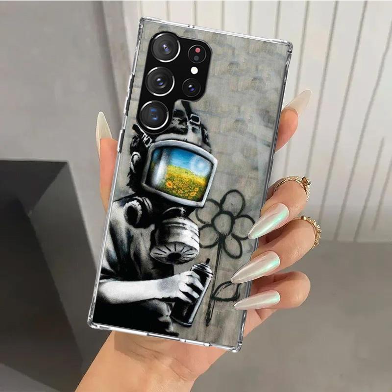 

Street Art Banksy Graffiti Phone Case for Samsung Galaxy S24 S23 S22 S21 Ultra S20 FE S10 Plus S10E S9 S8 + S7 Edge Soft Print S Samsung S20 FE