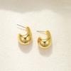Vintage Chunky Dome Drop Earrings For Women Gold Plated Stainless Steel Thick Teardrop Earring Statement Wedding Zircon Gifts