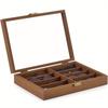 1pc 8 Grids Sunglasses Wooden Transparent Retro Storage Box with Latch, Velvet Display Cabinet,suitable for Women&men,lockable Multi Pair Glasses.