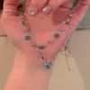 Crystal Double-layer Necklaces Sweet Clavicle Chain New Butterfly Zircon Necklace  Women Jewelry