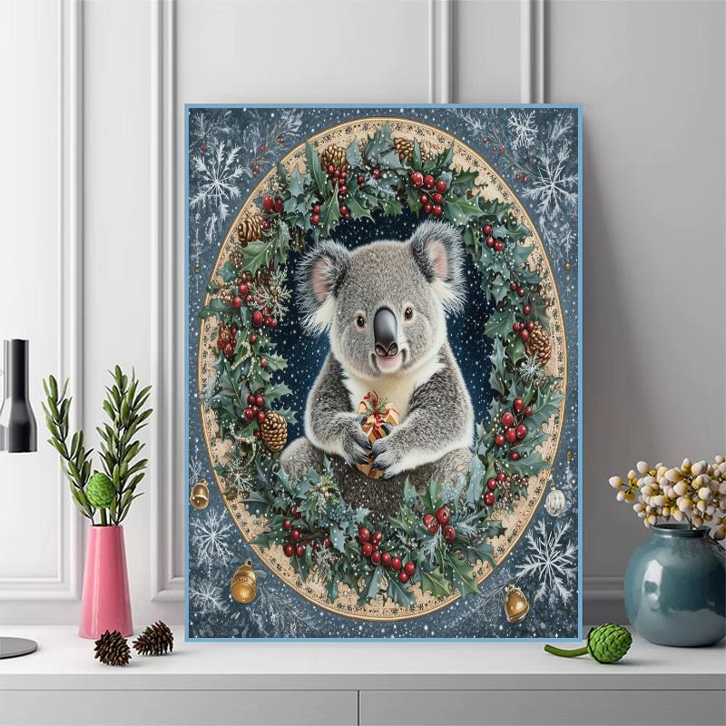Christmas koala Pattern  3pcs 100% Round Full Drill 5D DIY Diamond Painting Embroidery Cross Stitch Rhinestone Décor