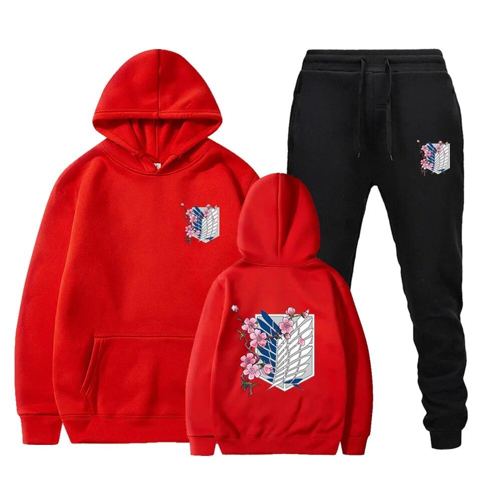 Podzimní a zimní pánská a dámská souprava kalhot s kapucí se vzorem předhrudí Sada kalhot s kapucí s potiskem pro neformální páry z ulice