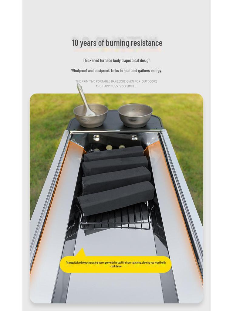 Μεγάλη Φορητή Πτυσσόμενη Ψησταριά Μπάρμπεκιου με Κάρβουνο από Ανοξείδωτο Ατσάλι για Εξωτερική και Οικιακή Χρήση