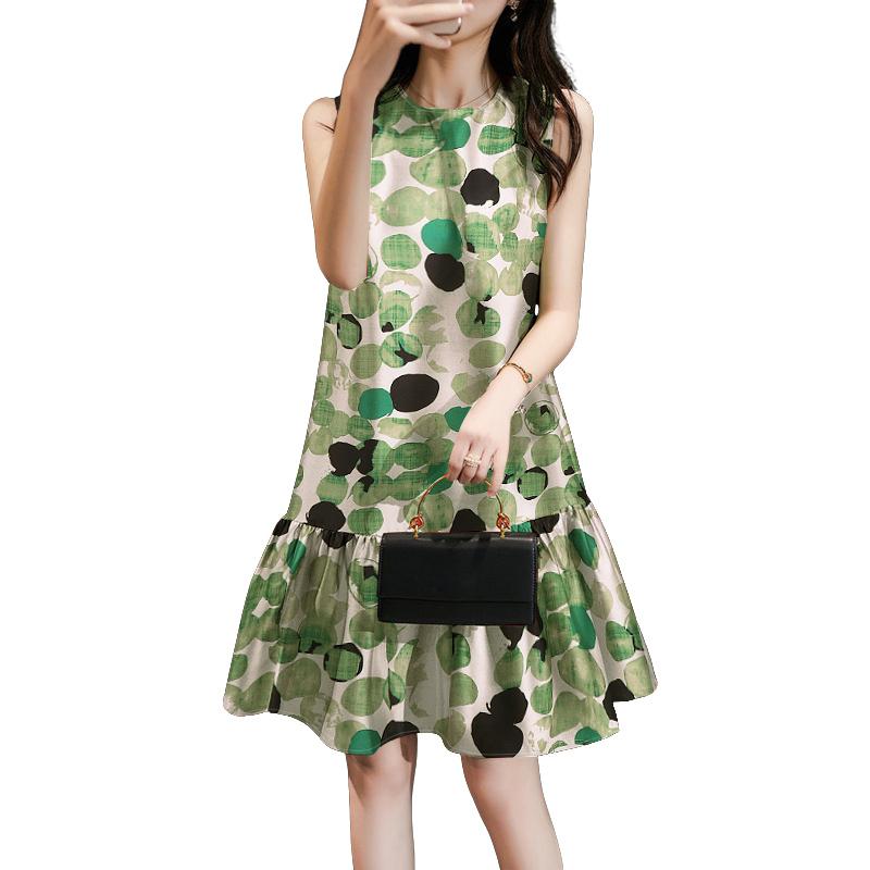 ZANZEA Women Casual Round Neck Summer Sleeveless Print Dress