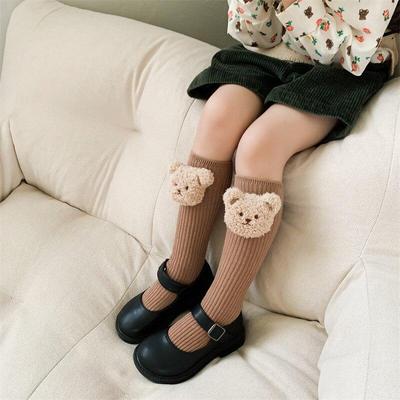 1 Pair Knee High Sock for Kid Boy Girl Korean Cute Cartoon Bear Children Calf Sock Spring Autumn Cotton Sock for 2-8 Year Kid