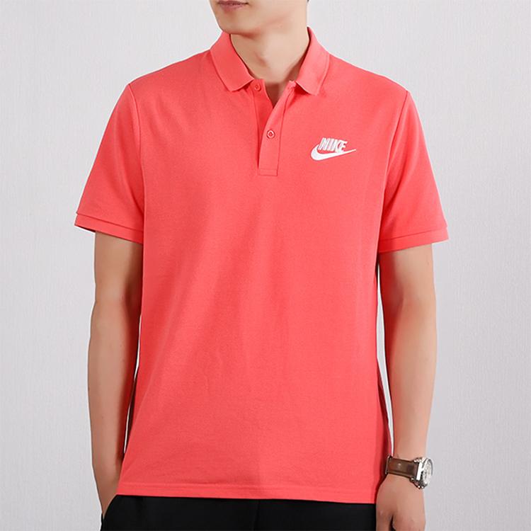Nike Solid Color Logo Casual Sports Polo Shirt Men Tops Red 909747-850