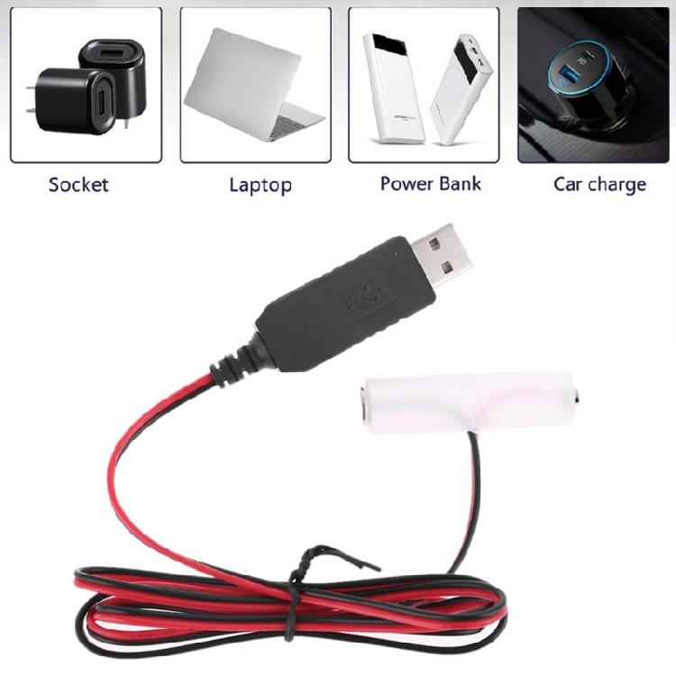 AA Battery Eliminator Cable Cord with Type-C Converter USB or Type-C Input 5V2A