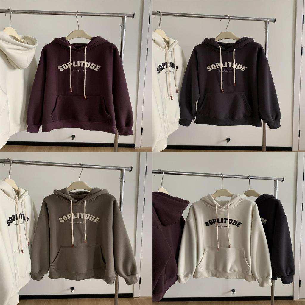 Vintage Hoodie mit Buchstabenaufdruck für Damen mit gespleißtem Design Weich Leicht für Frühling Herbst