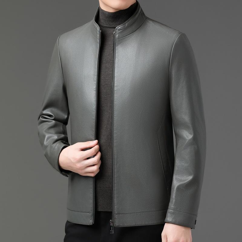 

Кожаная куртка весна-осень воротник-стойка кожаная куртка мужская повседневная одежда для пап среднего возраста куртка из овчины кожаная куртка пальто 195