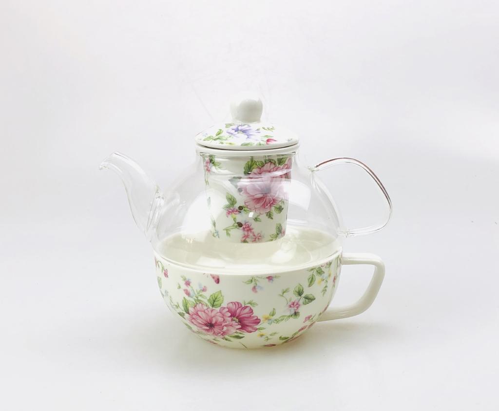 High Appearance China-Chic Light Luxury Garden Style Teapot Set Glass Ceramic Mother and Child Teapot Set