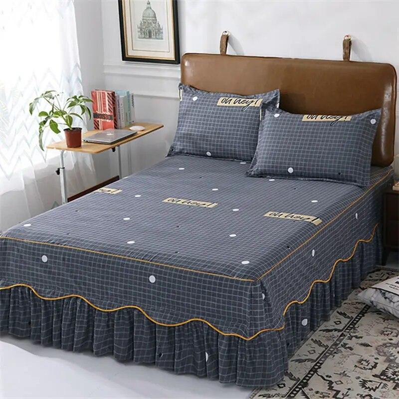 Queen Size Bed Sheets Set Princess Style Bedding Set Non-slip Bedspreads Dust-proof Mattress Cover Protector with Pillowcases
