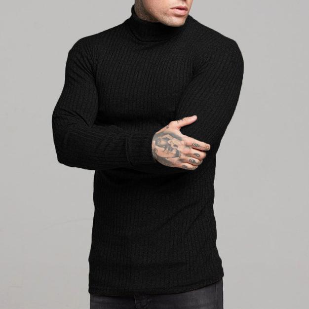 Men s Autumn/Winter Casual High Collar Hoodie Sweater M чёрный