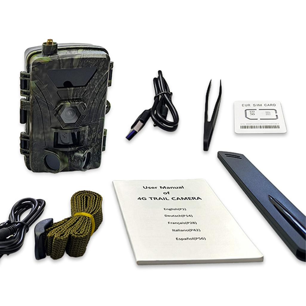 4G Trail Camera 4K Hunting Camera with SIM Card 60MP Photos Fast Trigger Wildlife Camera Infrared Camera Night Vision