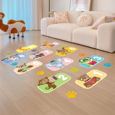1 conjunto de 3 peças de adesivos de chão de números de animais, jogo de amarelinha de desenho animado, jardim de infância, crianças, sala de estar, autoadesivos, 2024, Natal