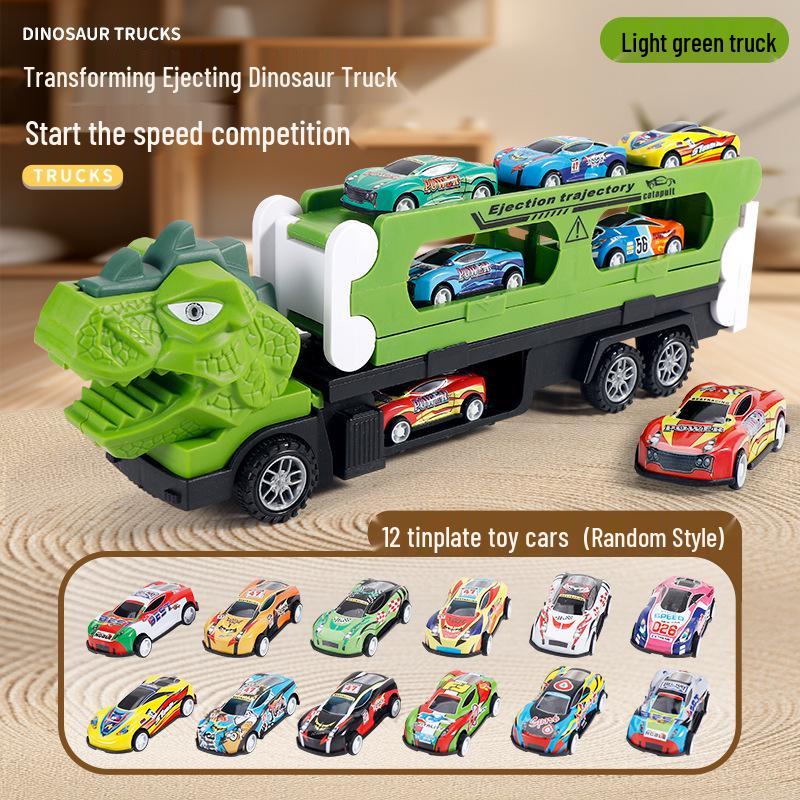 Children's Transforming Dinosaur Track Car with Storage, Alloy Material, Boys' Toy, Extended Edition 