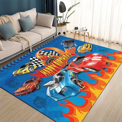 3D Hete W-Wheels Monster Raceauto Vloerkleed, Tapijt voor Woonkamer Kinderkamer Bank Deurmat Decoratie, Antislip Vloermat