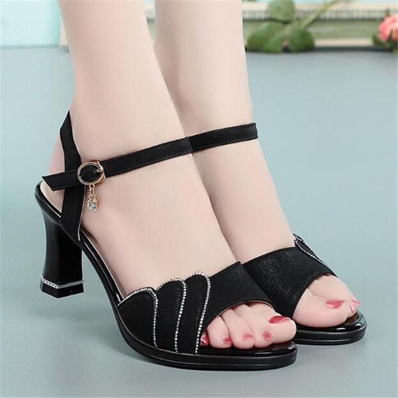 2024 New Women Sandals Waterproof Platform Word Buckle High Heels Summer New Fish Mouth Sexy Sandals Ladies Shoes Gold