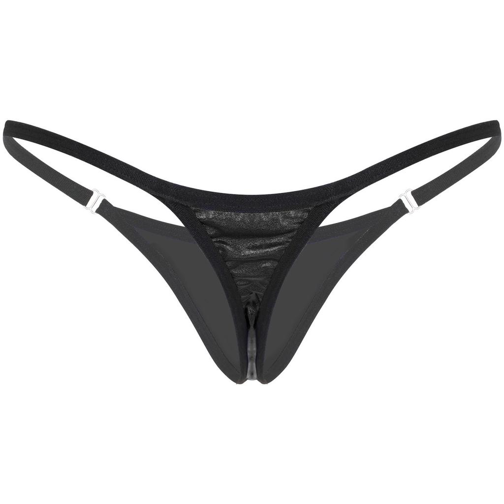 Damen Low Rise G-String Micro-Tanga Unterwäsche Glänzendes Material Elastischer Bund Bikinihose