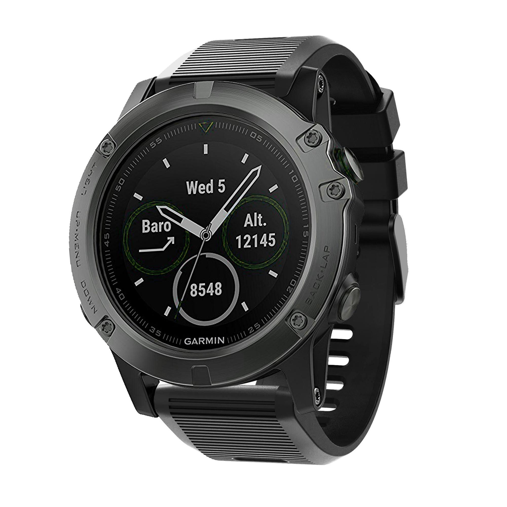 

Silicone Sport Watch Band with Black PC Buckle for Garmin Fenix 5X Plus Grey
