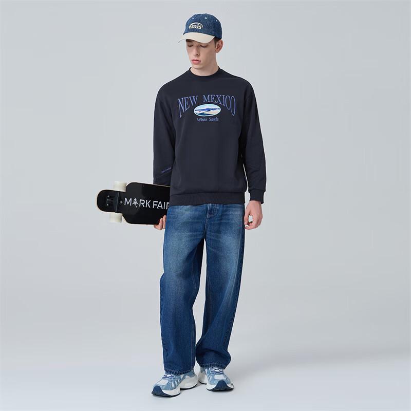 Mark Fairwhale Men's Embroidered Loose Fit Crew Neck Sweatshirt