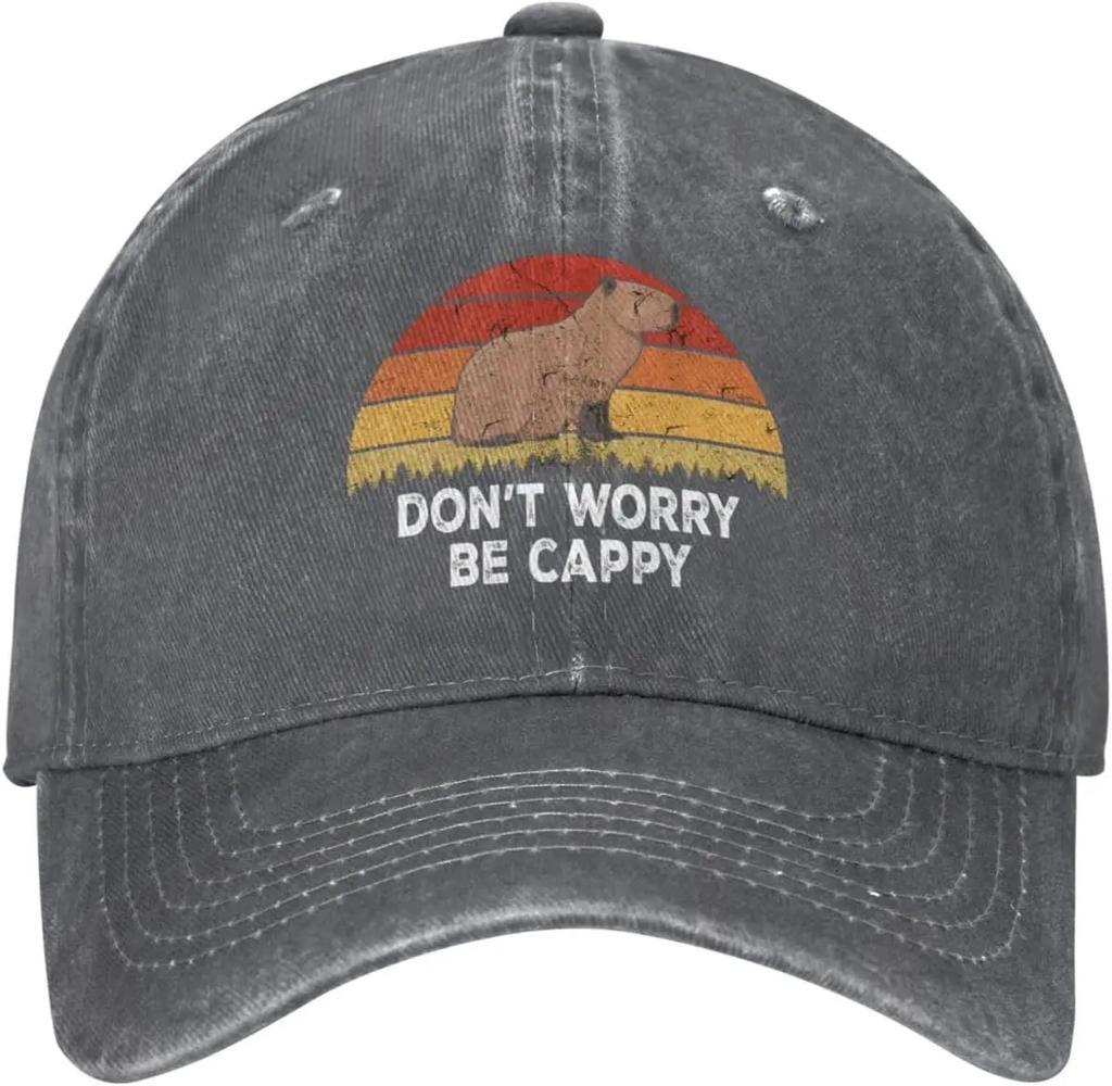Dont Worry Be Cappy Capybaras Hat Men Baseball Cap Vintage Cap