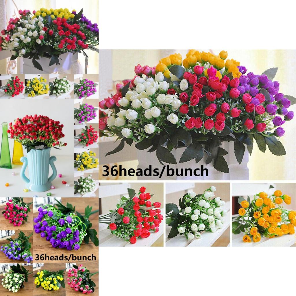 Elegant 36 Heads Artificial Silk Rose Flowers Bouquet For Wedding And Home Dcor
