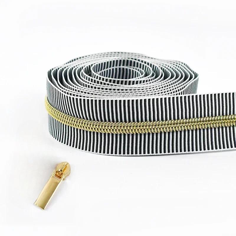 2-5Meters 5# Meetee Striped Nylon Zippers Tape for Sewing Plastic Roll Coil Zip By The Meter Zipper Closure Garment Accessories
