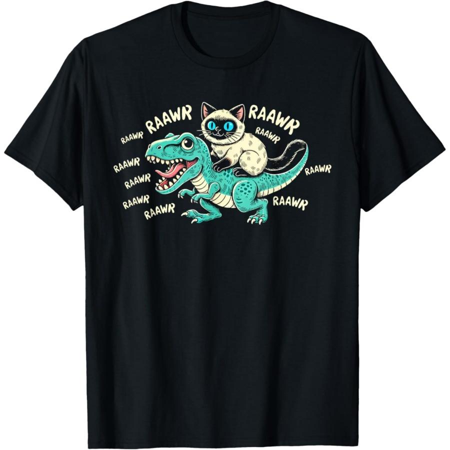 Siamese Cat Dinosaur Raawr T-Shirt XXXXXL чёрный