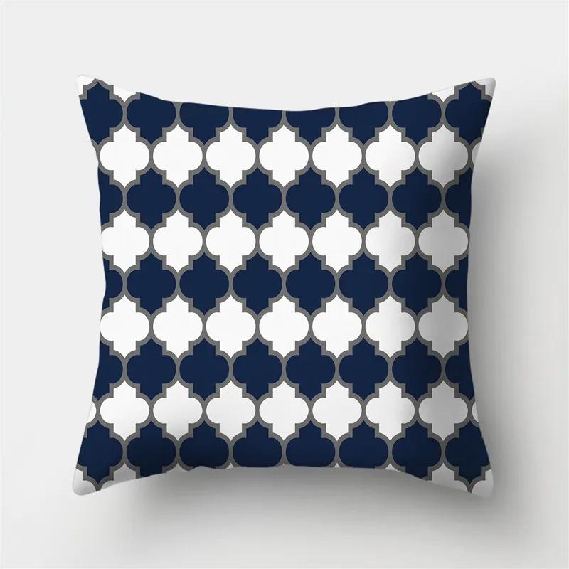 Sofa Cushion Pillow Home Decor Pillowcase Geometric  Cover Blue Grey  Decoration