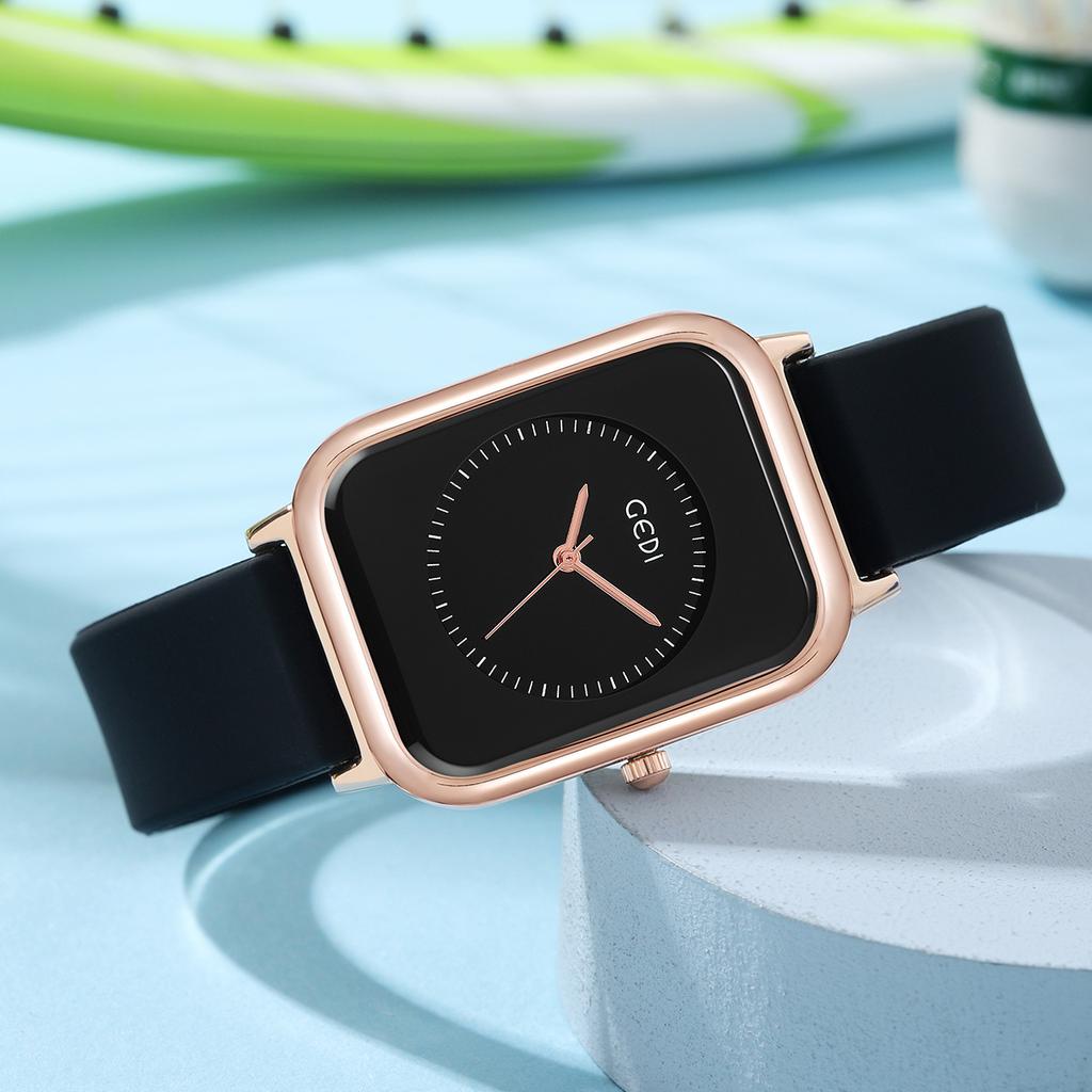 Simple And Skin-Friendly Silicone Belt Female Student Style High Value Summer Square Quartz Waterproof Watch