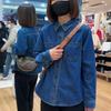 European Style Chic Denim Shirt for Women - Elegant, Spring 2025 New Arrival, Age-Reducing, Stylish Outerwear Top