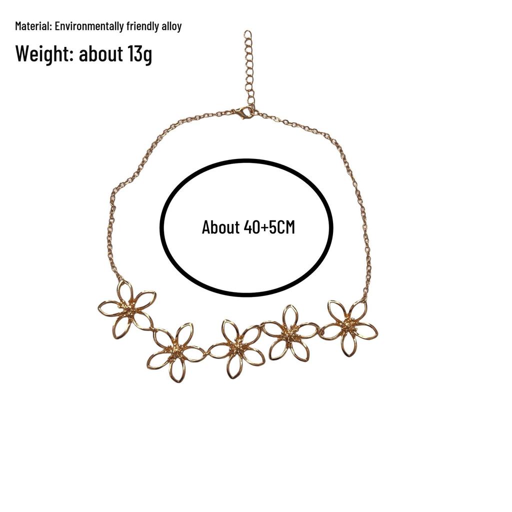 Eco-friendly Elegant Metal Floral Necklace & Earrings Set for Women
