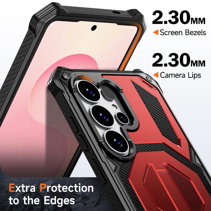 For Magsafe Magnetic Wireless Charging Soft TPU+Hard PC Armor Phone Case For Samsung S26 Ultra S24 S25 Ultra Plus FE Stand Cover