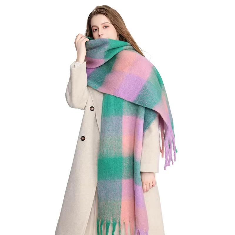 Winter Scarf Men Women Cashmere Warm Rainbow Hairy Pashmina Blanket Wraps Female Thick Soft Bufanda Tassel Shawl Poncho Echarpe