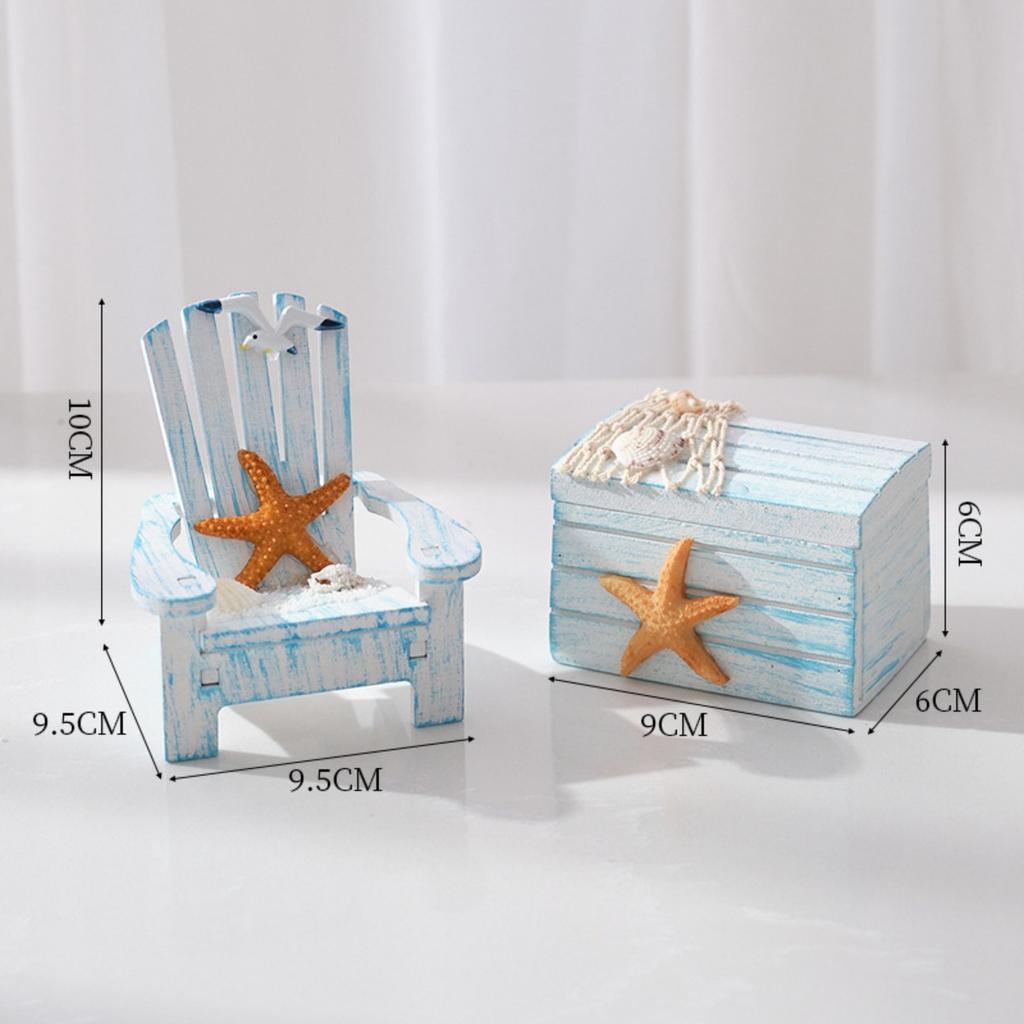 Mediterranean style mini beach chair decoration, children's room ocean style desktop small box decoration, shooting props