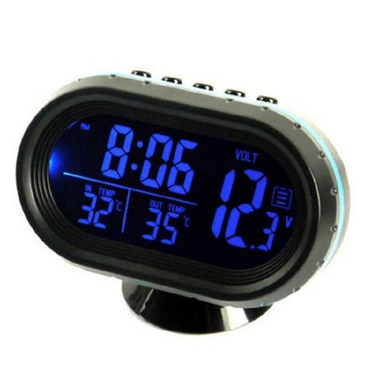 

12V 3 in 1 Vehicle Car Kit Thermometer Voltmeter Clock LED Digital Display Meter 1 синій