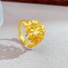Gold Plated Floral Adjustable Ring Copper Gold Jewelry Accessories Peony Rhinestone Rings  Wedding