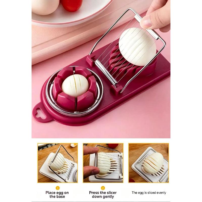 Multifunctional Dual Head Egg Slicer Cutter Hard Boiled Egg Preserved Egg Strawberry Banana Divider Kitchen Cutting Tool 2