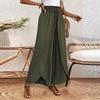 Women's Elastic Waist Irregular Hem Wide Leg Casual Pants Solid Color Loose Straight Pants