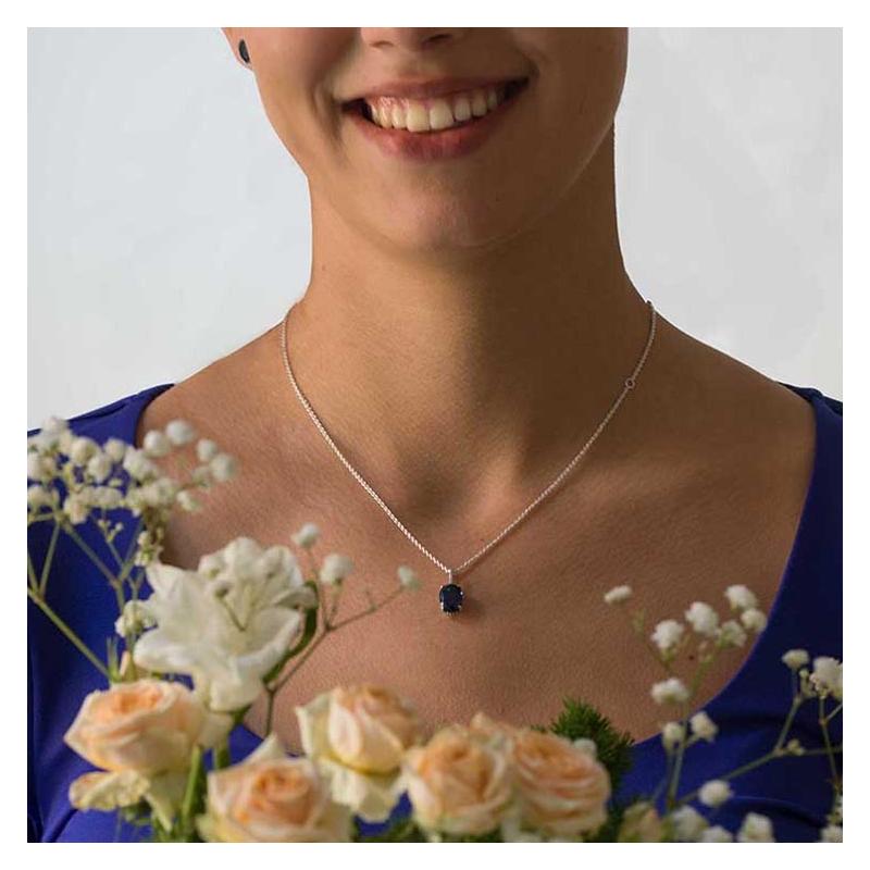Pandora Personalized Sparkling Halo Necklace Women's Blue 390055C01