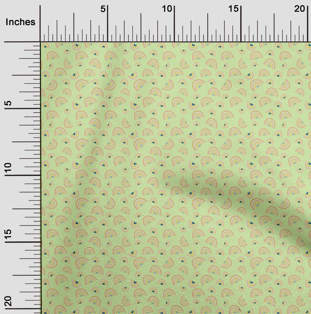 oneOone Cotton Flex Light Green Fabric Kids Rainbow Craft Projects Decor Fabric Printed By The Yard 40 Inch