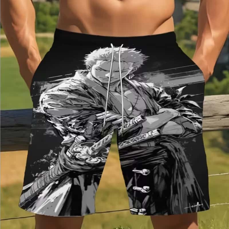 Men s colorful line print beach shorts M