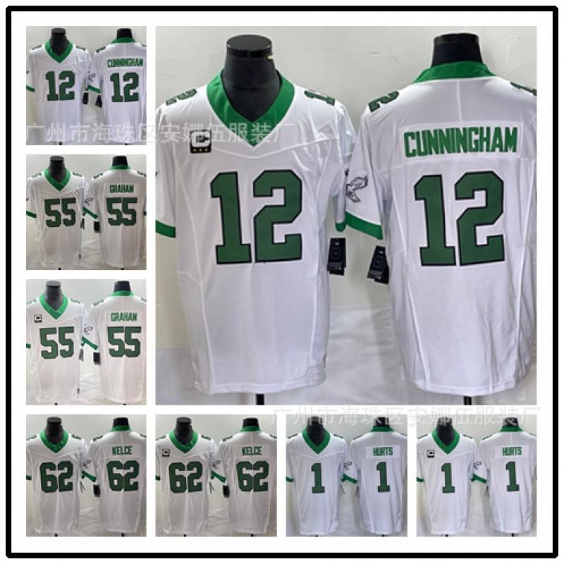 Philadelphia Eagles NFL Jersey 1 Jalen Hurts Green Embroidered Football Shirt Men