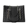 Gucci GG Marmont Silver Logo Vertical Stripe Quilted Large Capacity Versatile Chain Leather Tote Shopping Crossbody Shoulder Bag 675796-UM8BN-1000